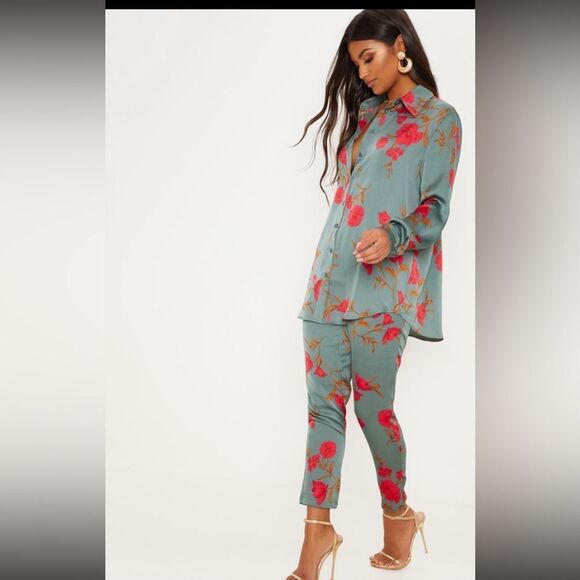 Pretty Little Thing Floral Button-Up Pajama Set - Picture 1 of 10